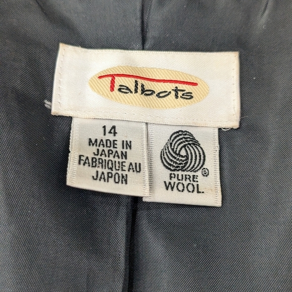 Talbots Pure Wool Black Button Long Suits Jacket Coat Collared Blazer Pockets 14 - Picture 10 of 12